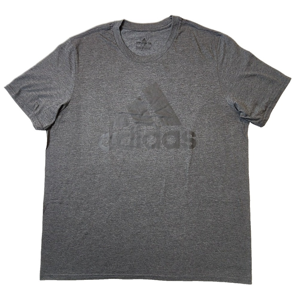 Adidas Men's T-Shirt Short Sleeve Amplifier Logo Basic Tee Dark Gray Size XL New